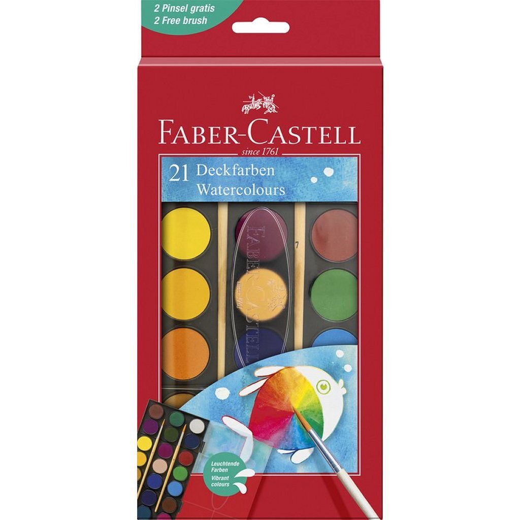 Faber Castell FC-125027 akwarela pudełka 21 kolorów + 2 szczotki