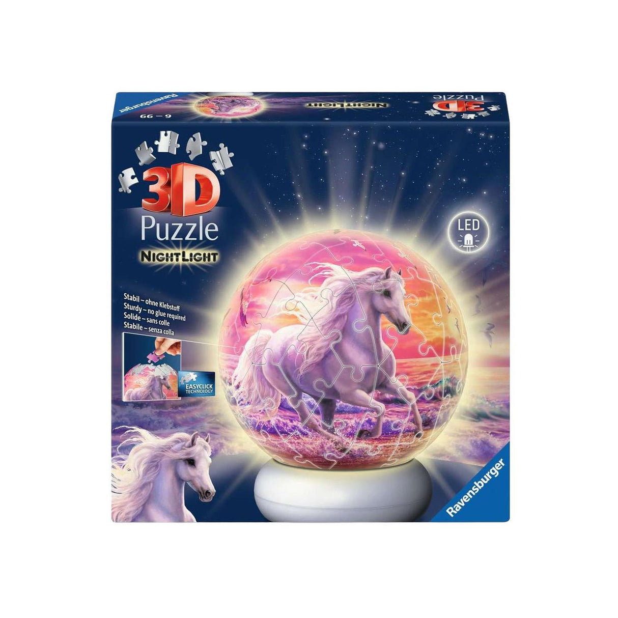 Ravensburger 3D puzzle éjszakai lámpa lovak a strandon - 73 db.
