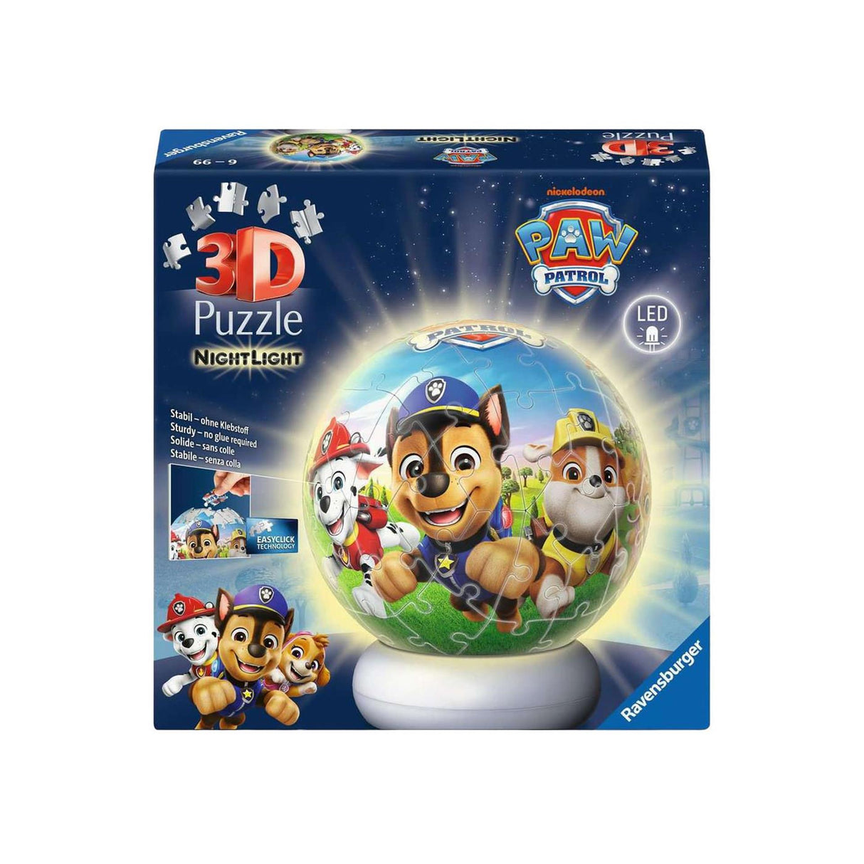 Ravensburger 3D Puzzle Night Light Paw Patrol - 73 pieces.