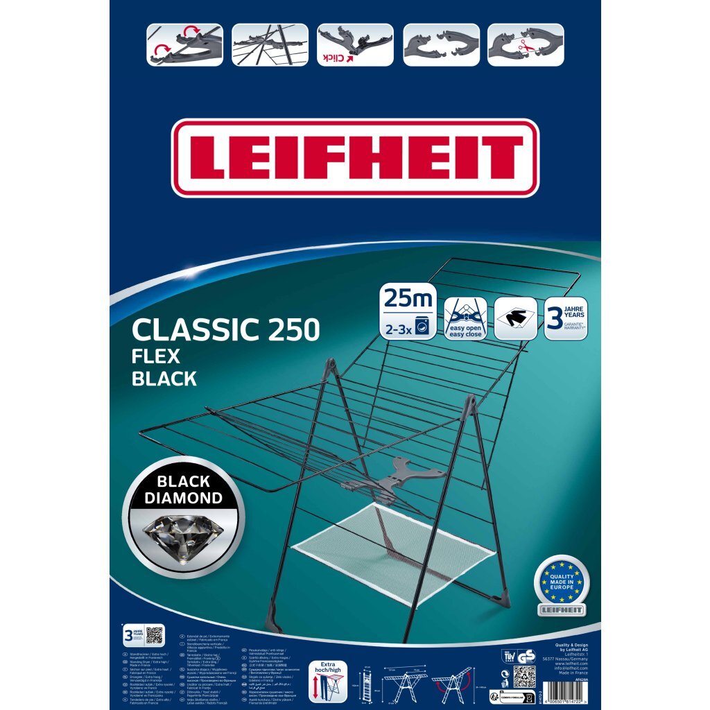 Leifheit Droogrek Classic 250 Flex Black