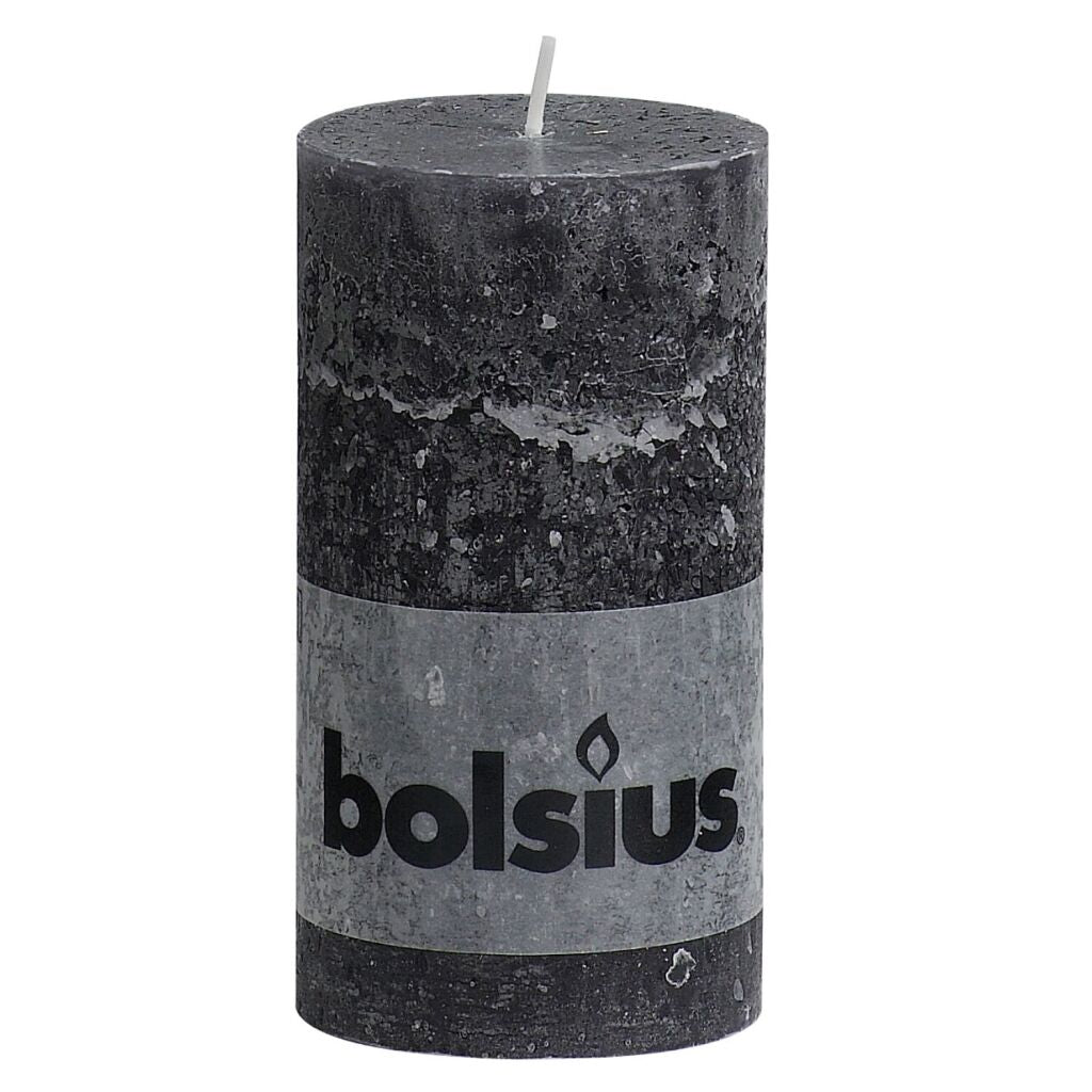 Bolsius rustic pillar candle 13x6.8 cm anthracite