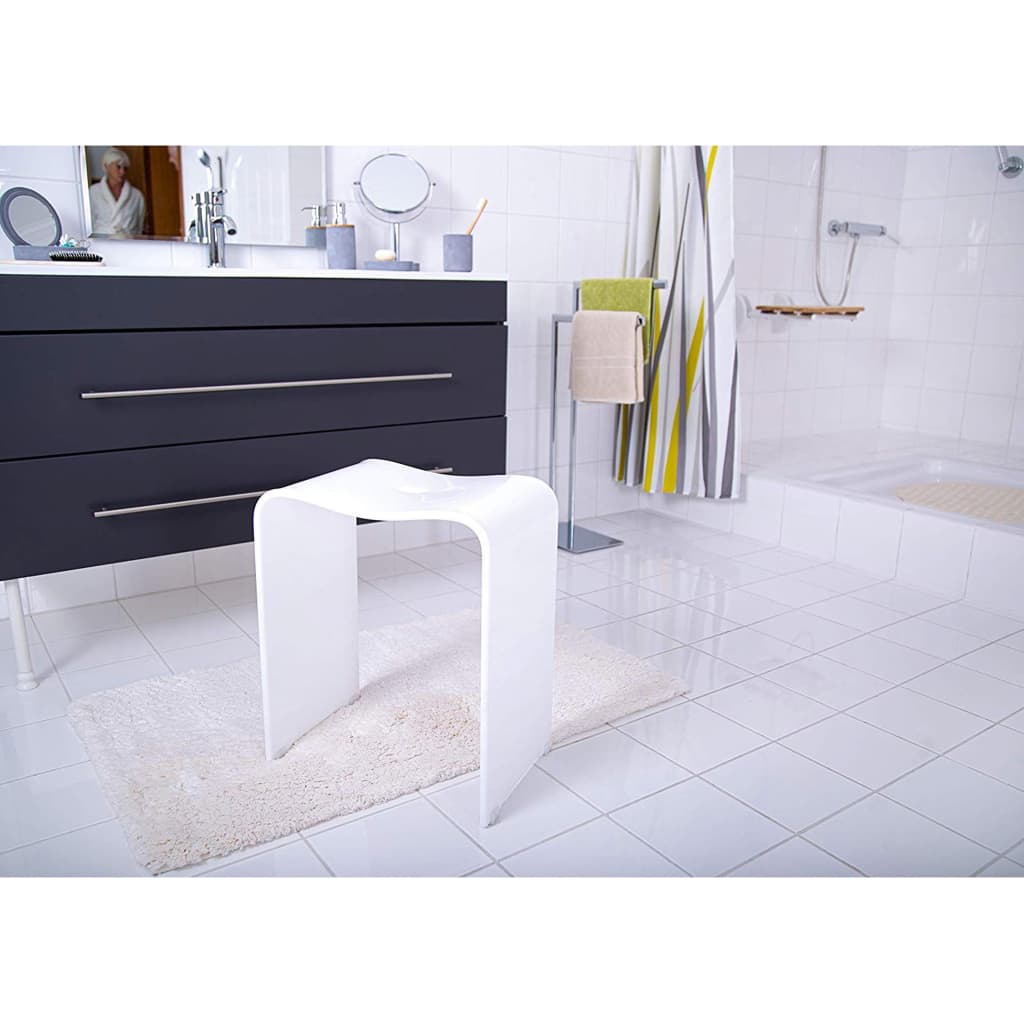 Kugelverbréck Buedzëmmer Hocker trendy wäiss