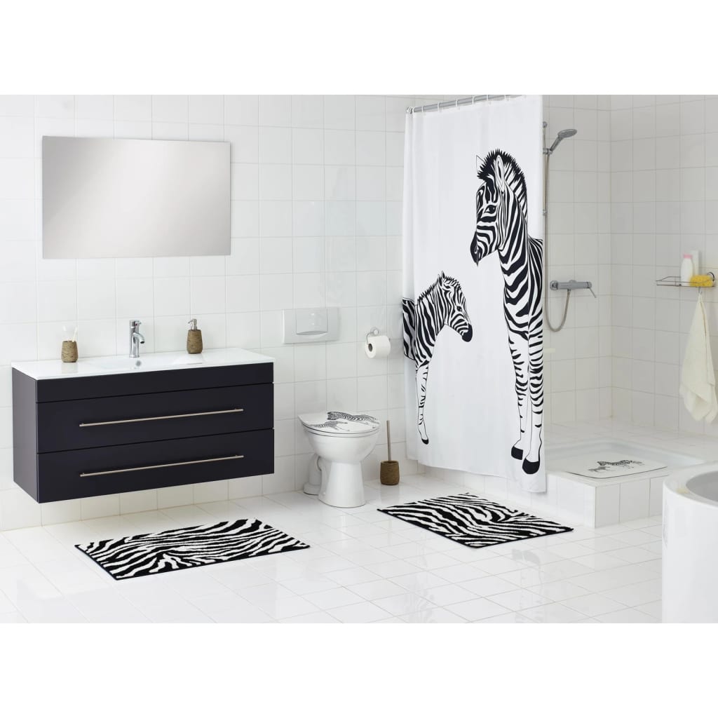 Ridder Shower Mat Zebra 54x54 cm hvid og sort