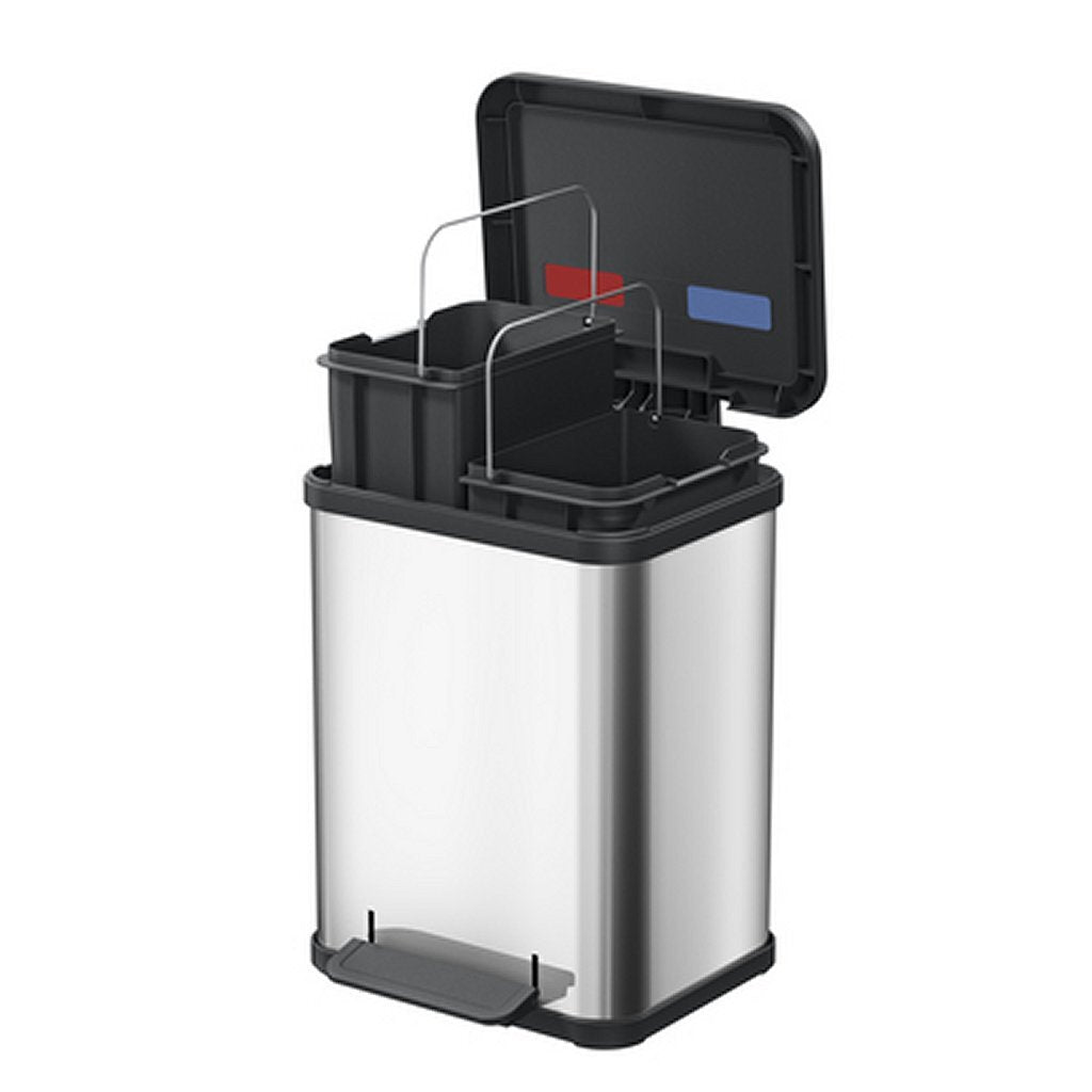 Hailo öko duo plus pedalbøtte 2x9l rustfritt stål