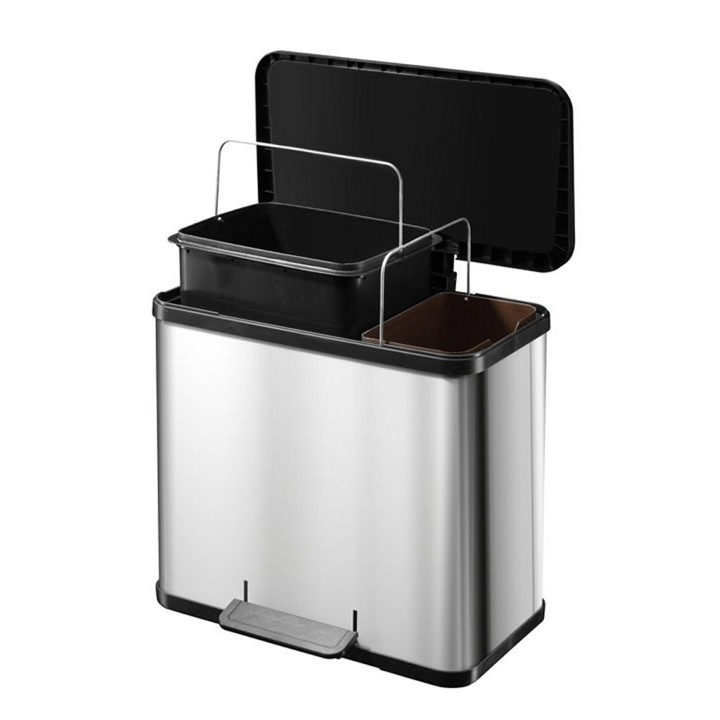 Hailo pedal bin 17x9l metallic gray oko duo plus