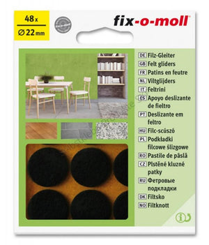 Fix-o-moll felt glider 22mm brown pack 48