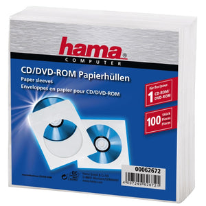 Hama CD DVD skyddsfodral papper vit 100 st