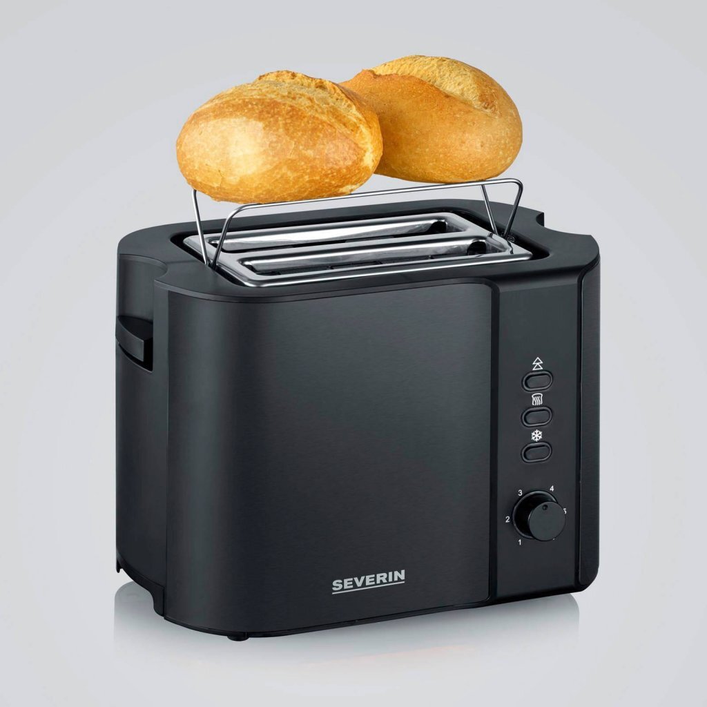 Severin toaster 800w matt black stainless steel at 9552