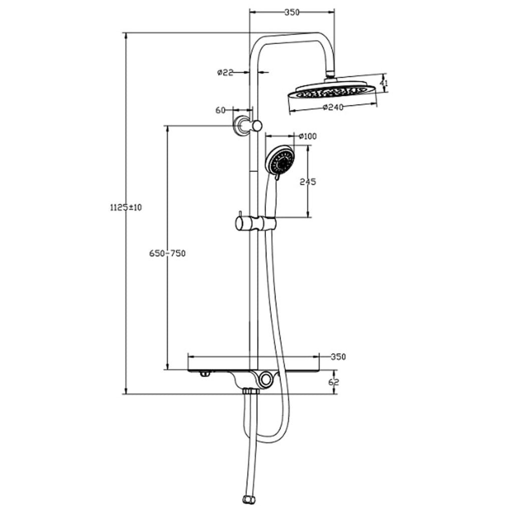 Schütte rain shower set with plateau aquastar anthracite chrome-colored