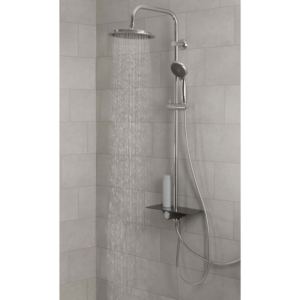 Schütte rain shower set with plateau aquastar anthracite chrome-colored
