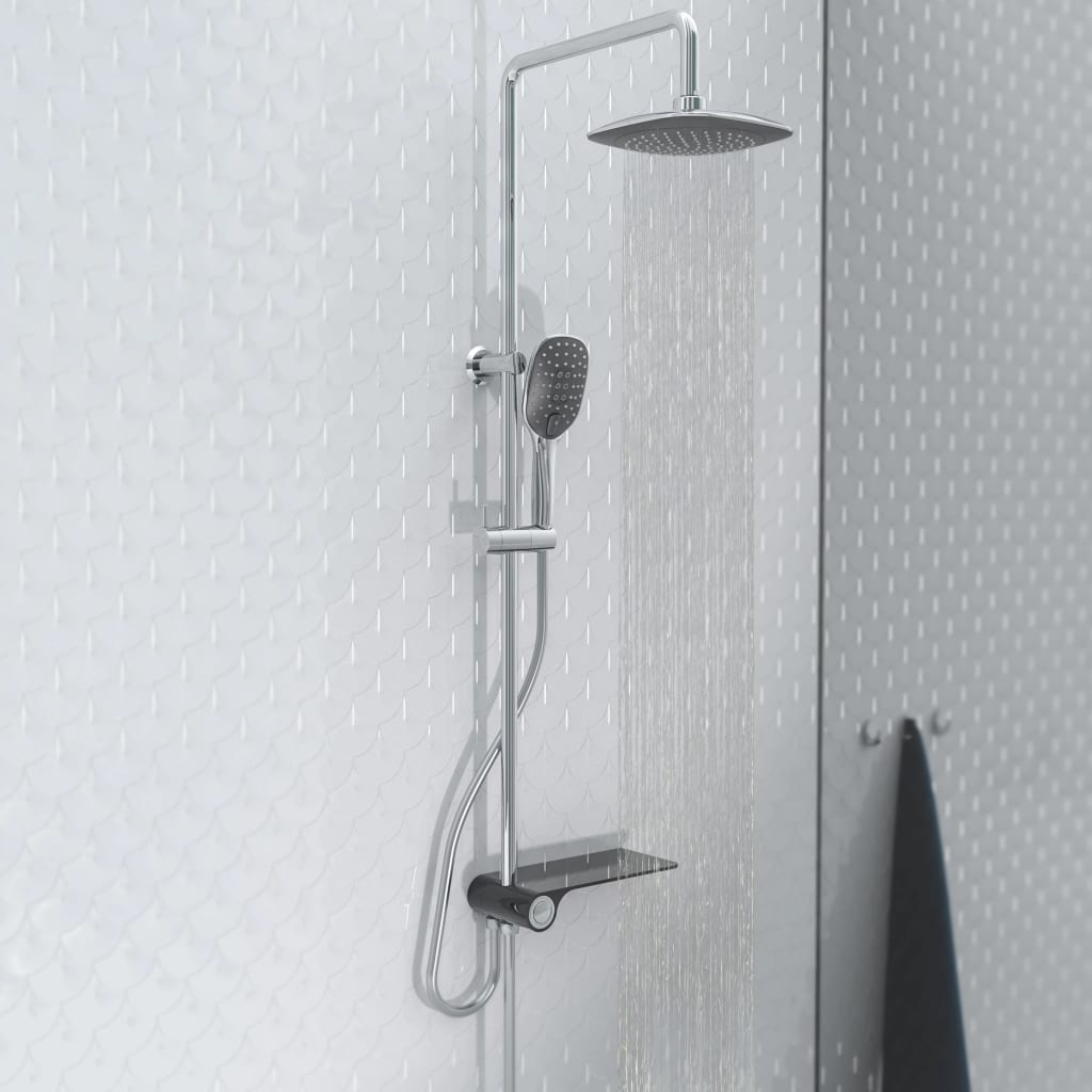 Shütte Schütte Rain sprchová sada s bočním náhorní plošinou Aquastar Chrome-Colored Anthacite
