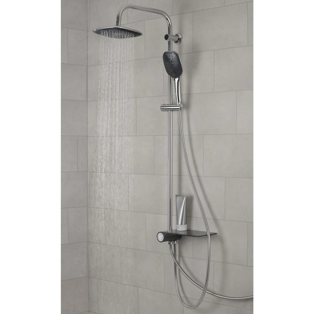 Shütte Schütte Rain sprchová sada s bočním náhorní plošinou Aquastar Chrome-Colored Anthacite