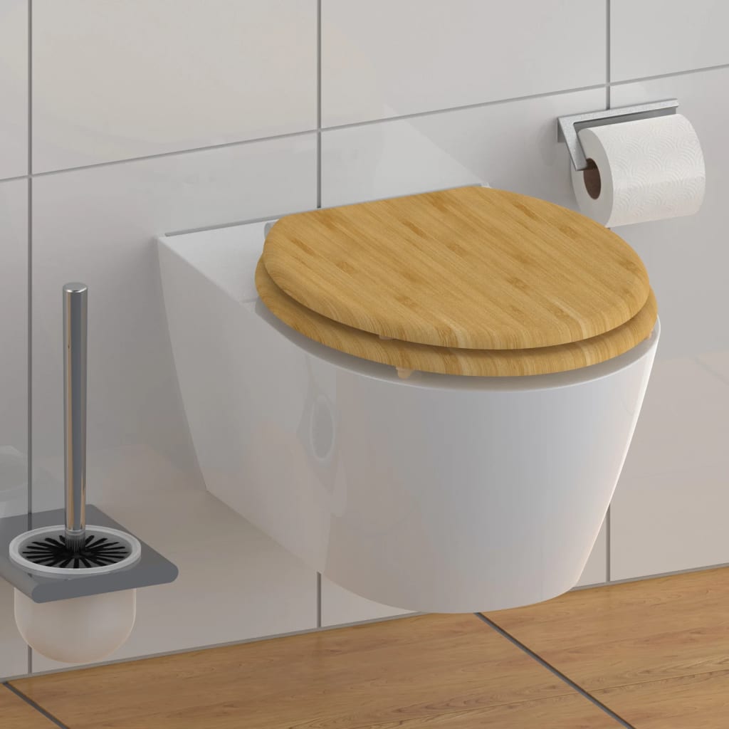 Schütt Toilette Sëtz mat mëllen natierlechen Bambus