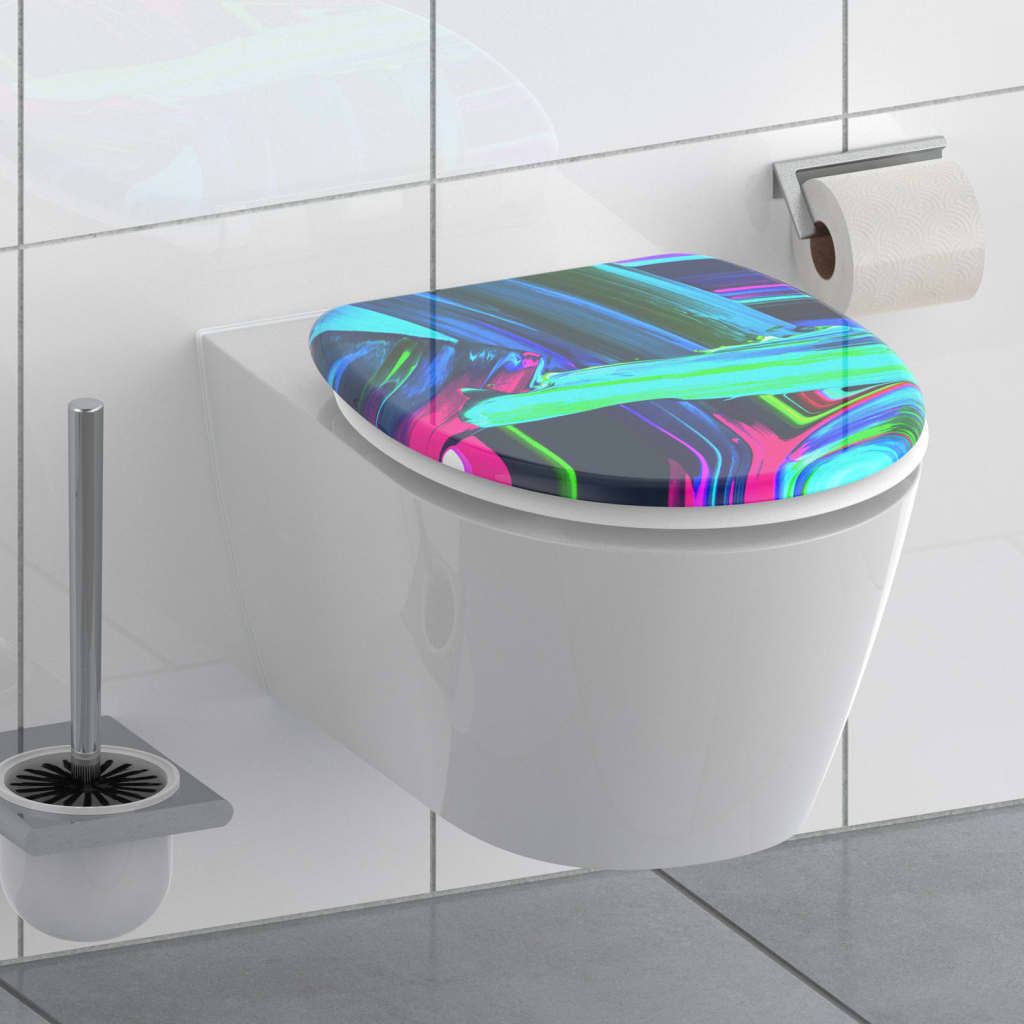 Schütt toilett Sëtz mat mëllerem Neon Faarwen