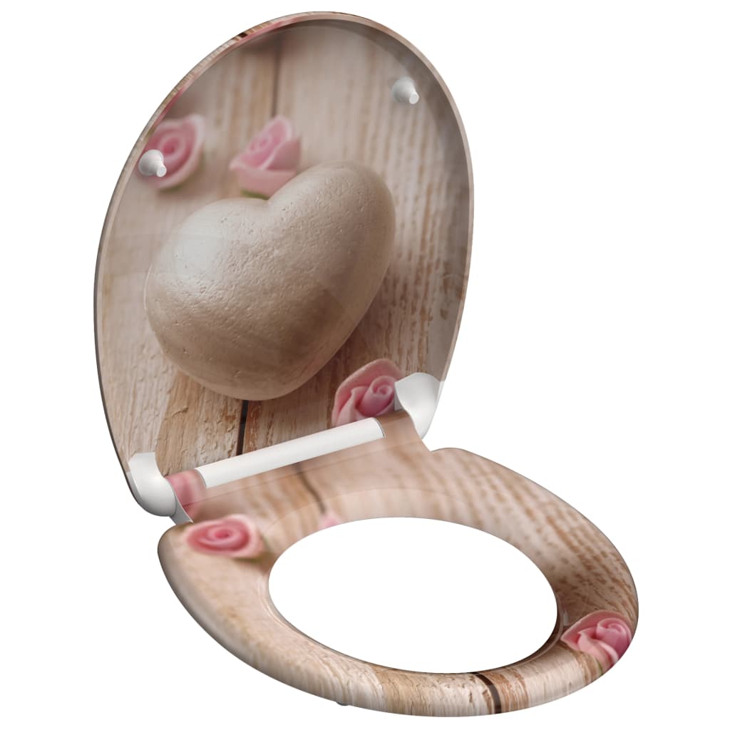 Asiento de inodoro Schütte con durplast romántico de cierre suave con impresión