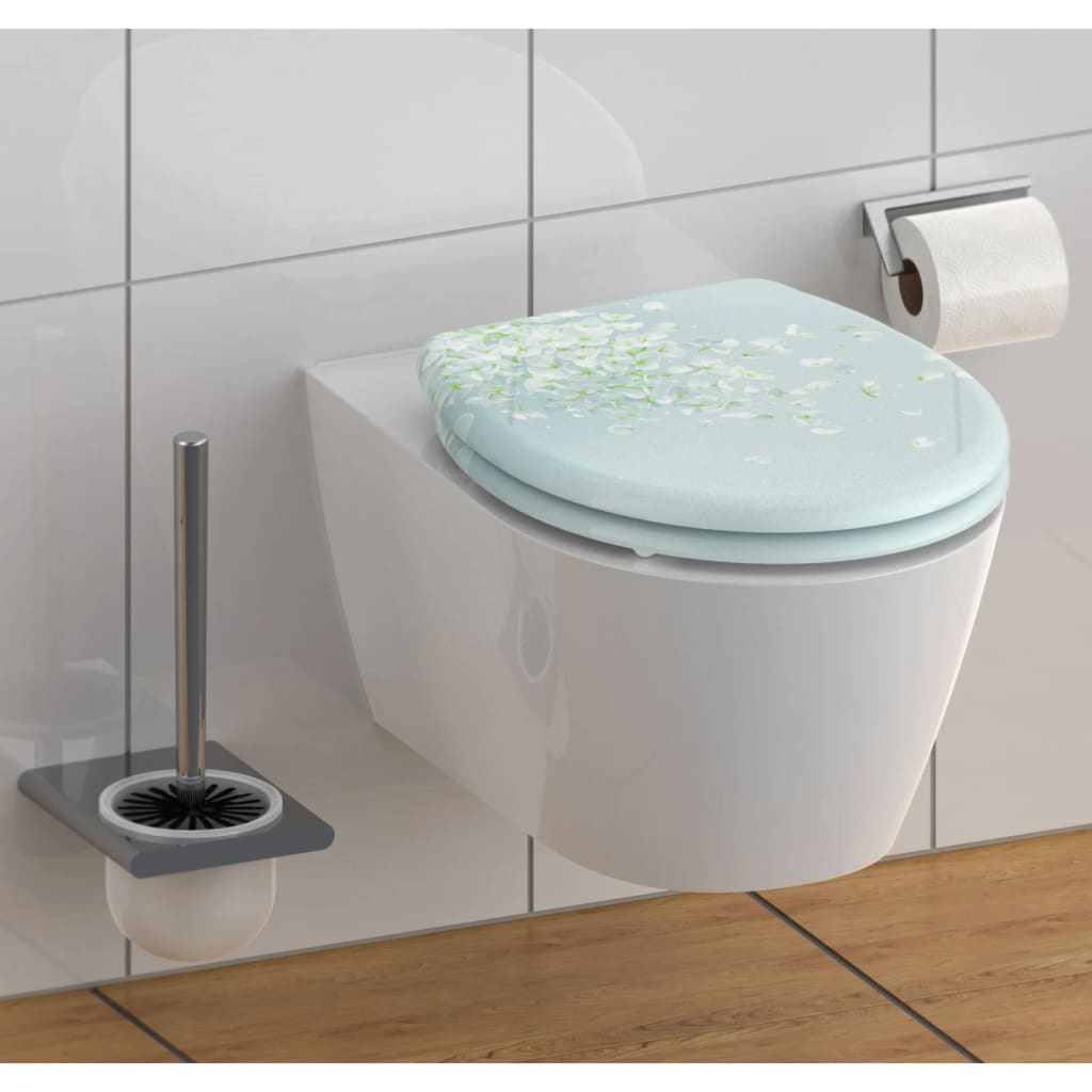 Schütte toilet seat with soft-close quick-release flower in the wind