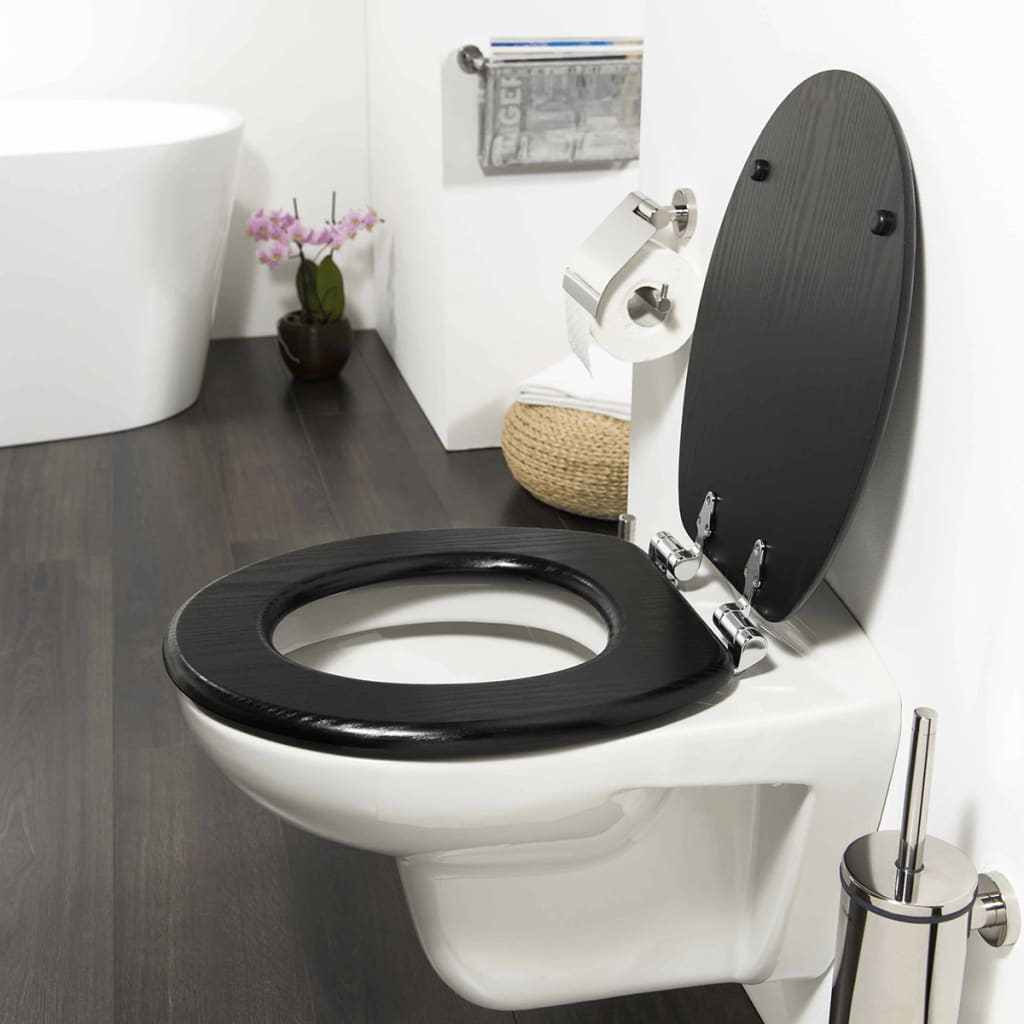 Tiger asiento de inodoro de color cerrado suave MDF Negro 252030746