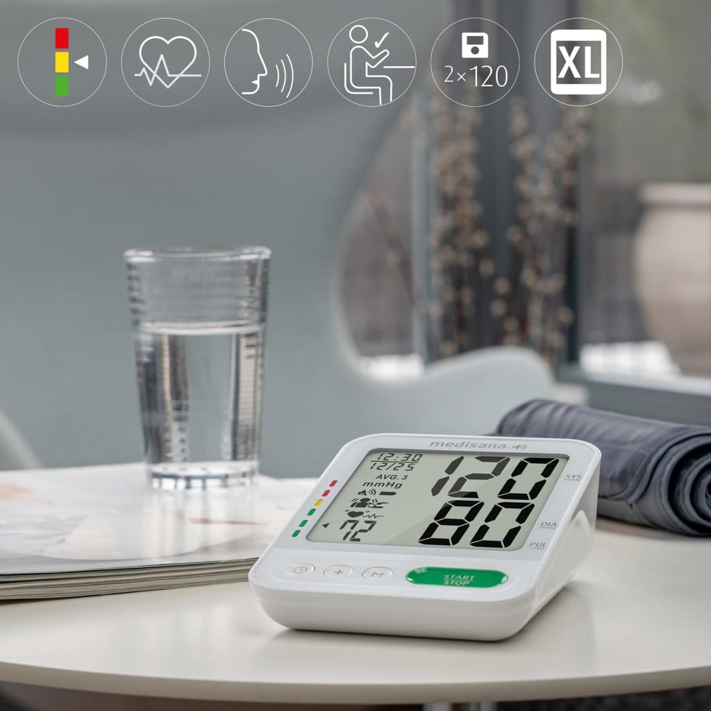 Monitor krevního tlaku Medisana Medisana s funkcí řečové funkce BU 586 Hlasová horní paže bílá