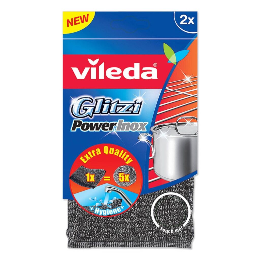 Vileda glitzi power skuresvampe i rustfrit stål 2 stk. | 5 stk