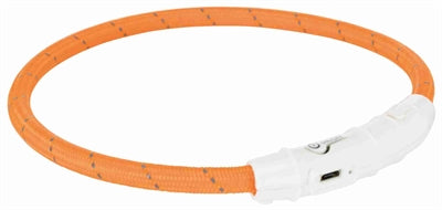 Trixie collar dog flash light collar USB tpu nylon orange