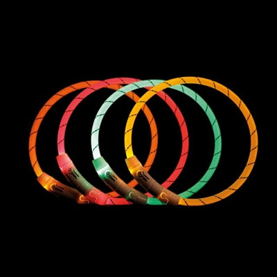 Trixie collar dog flash light collar USB tpu nylon orange