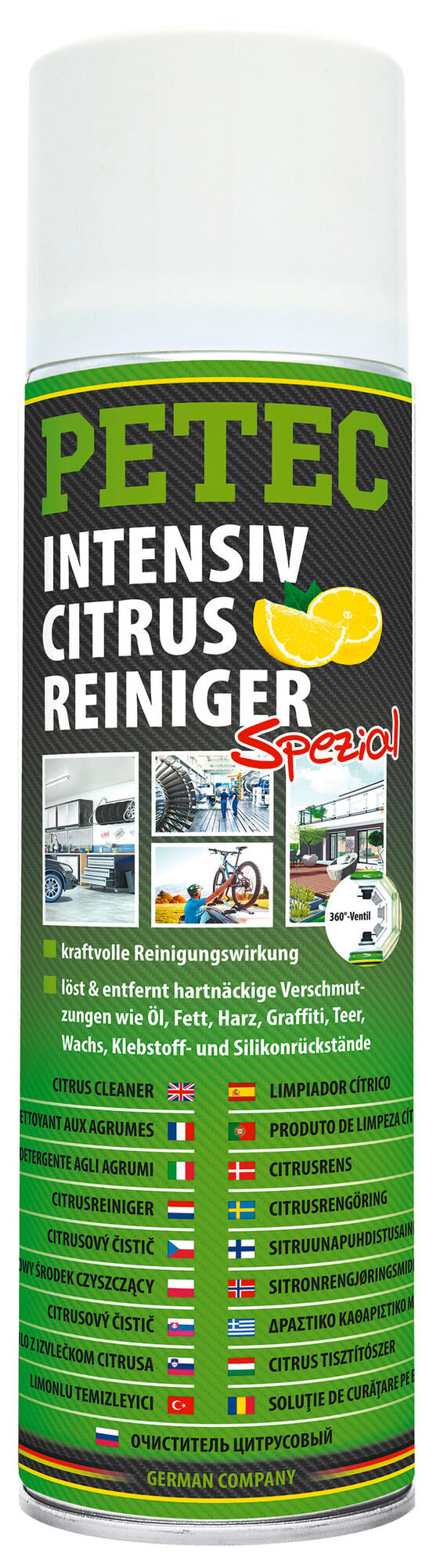 Petec special cleaner with intensive citrus fruit cleaner.