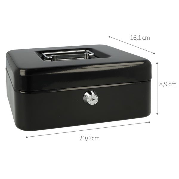 Westcott AC-E51001-ZW cash box, 200 x 161 x 90 mm, black, plastic insert with 3 compartments