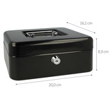Westcott AC-E51001-ZW cash box, 200 x 161 x 90 mm, black, plastic insert with 3 compartments