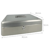 Westcott AC-E51002-Zi cash box, 301x242x91mm, silver-gray, plastic insert with 5 compartments