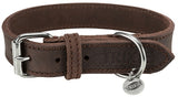 Trixie collar dog rustic fat leather dark brown