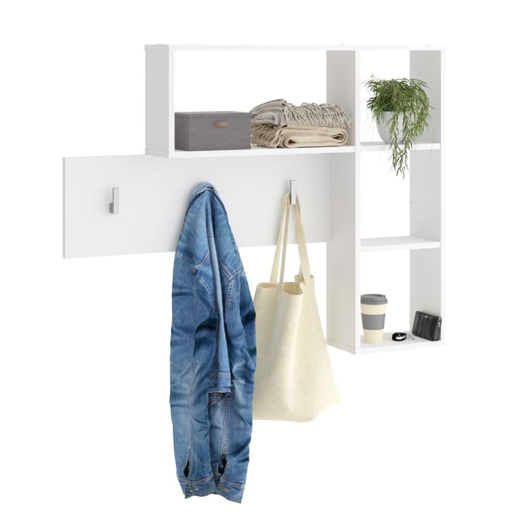 FMD FMD Wall coat rack with 4 open compartments White