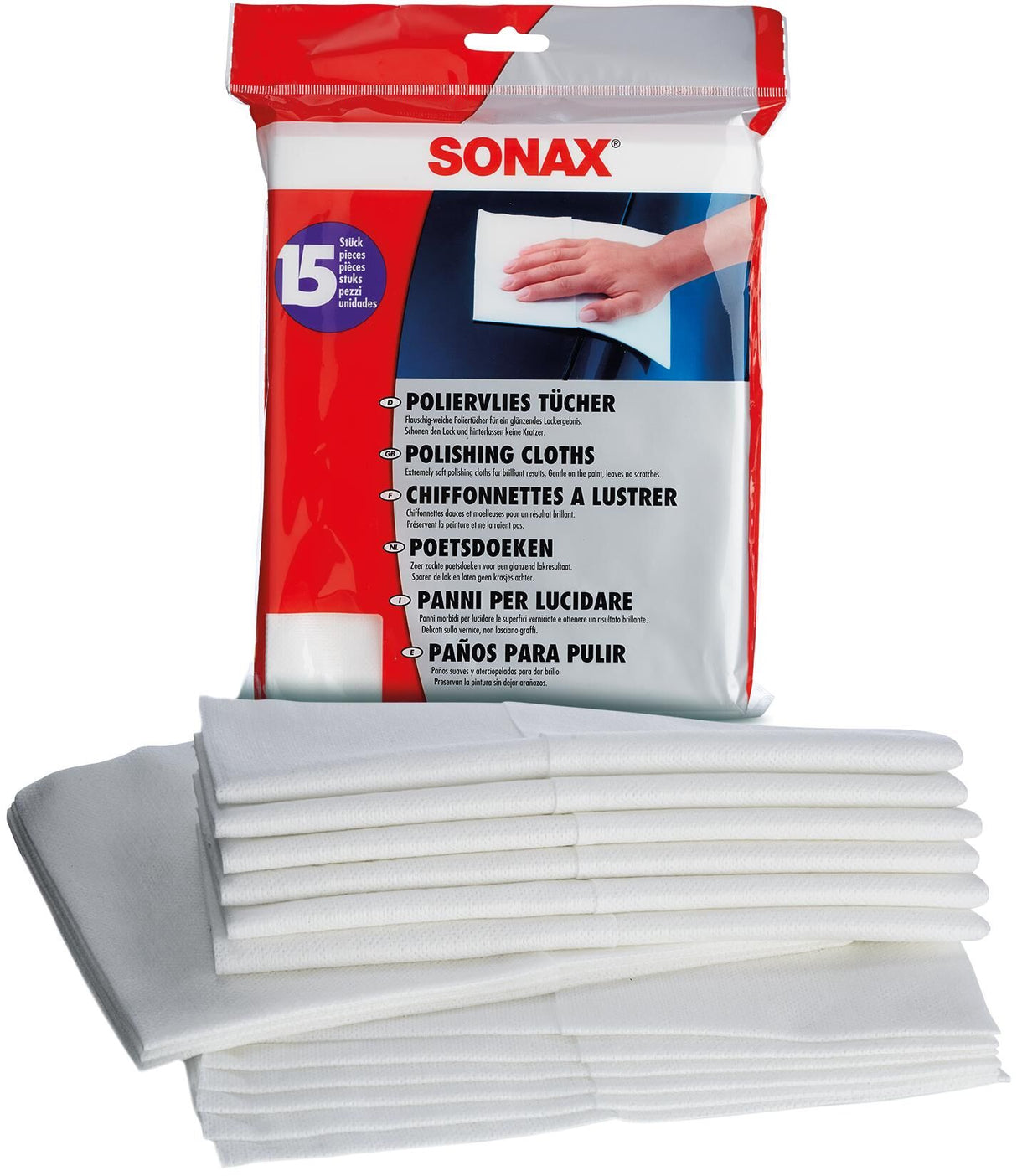 „Sonax“ lenkų audinys „Sonax“ poliravimo vilna 15 vnt. Į SB maišą