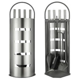 Hi hi set di camino in 5 parti set 23x14.5x66 cm di colore argento