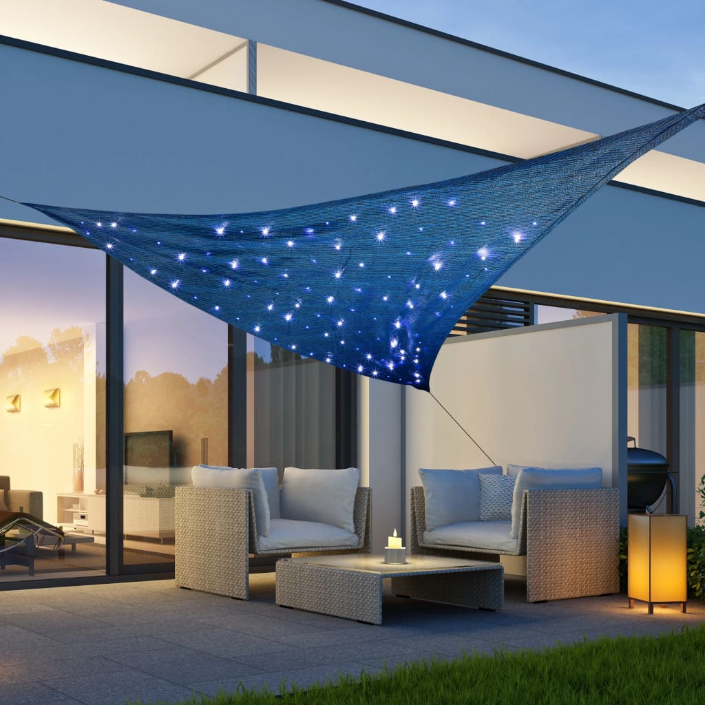 Hi Hi Zonnezeil with 100 LEDs 3.6x3.6x3.6 m light blue