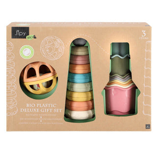 Jipy Bioplastic Deluxe Gift Set Stacking Tower Bath Stapper Cups and Play Ratelbal 3 Paps