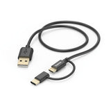 Hama 2-in-1 micro USB cable with USB Type-C adapter 1 m black
