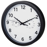 Hama wall clock pure plus ø 25 cm with thermo-hygrometer, low noise, black