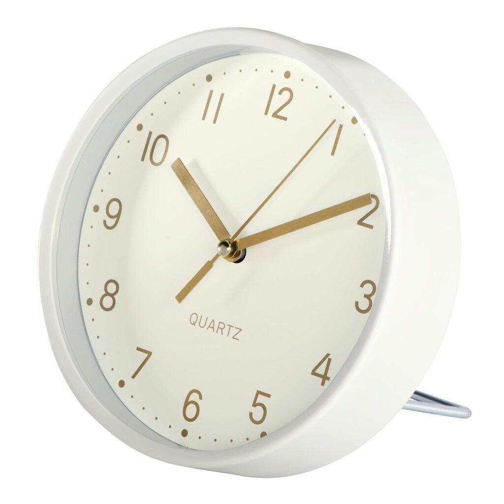 Hama table clock golden silent white