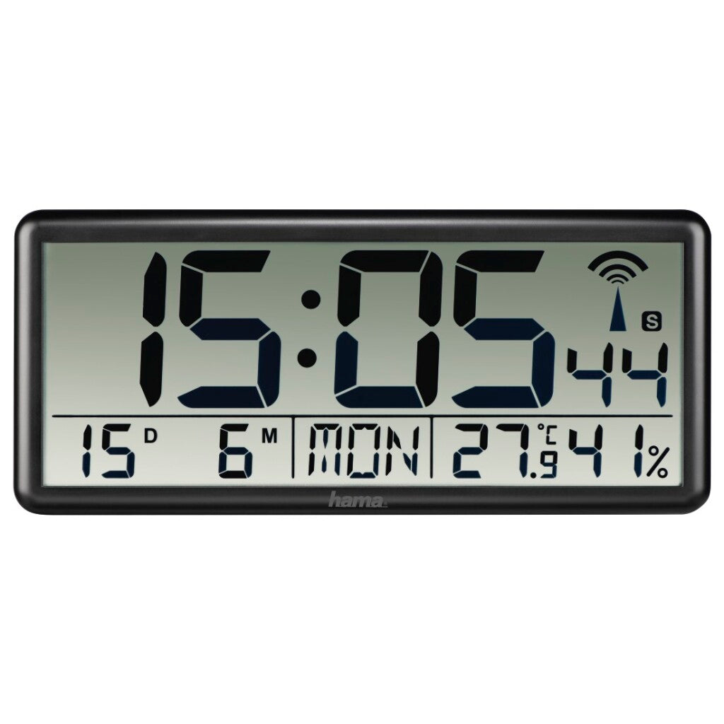 Hama Digital Radio -Driven Wall Clock Jumbo Black