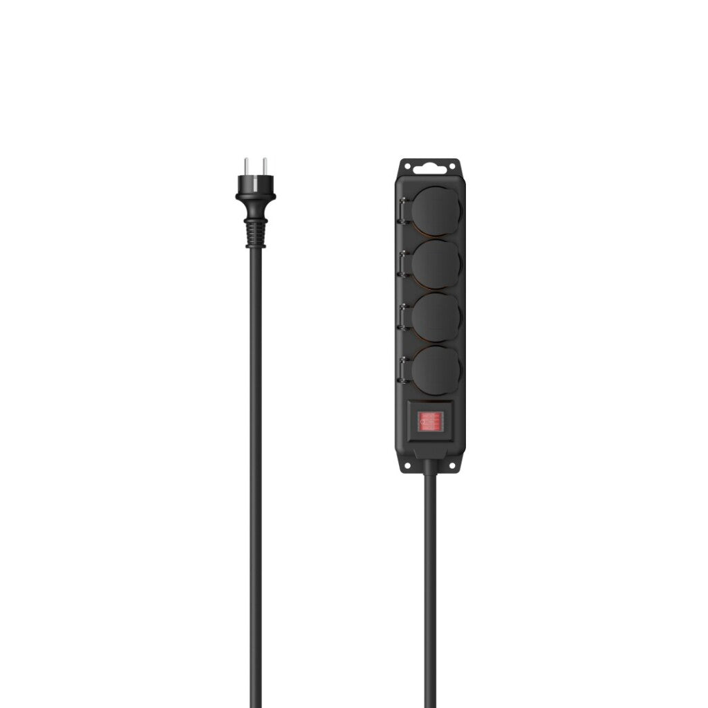 Hama socket 4-way for outdoor IP44 switch wall mounting 2 m black.