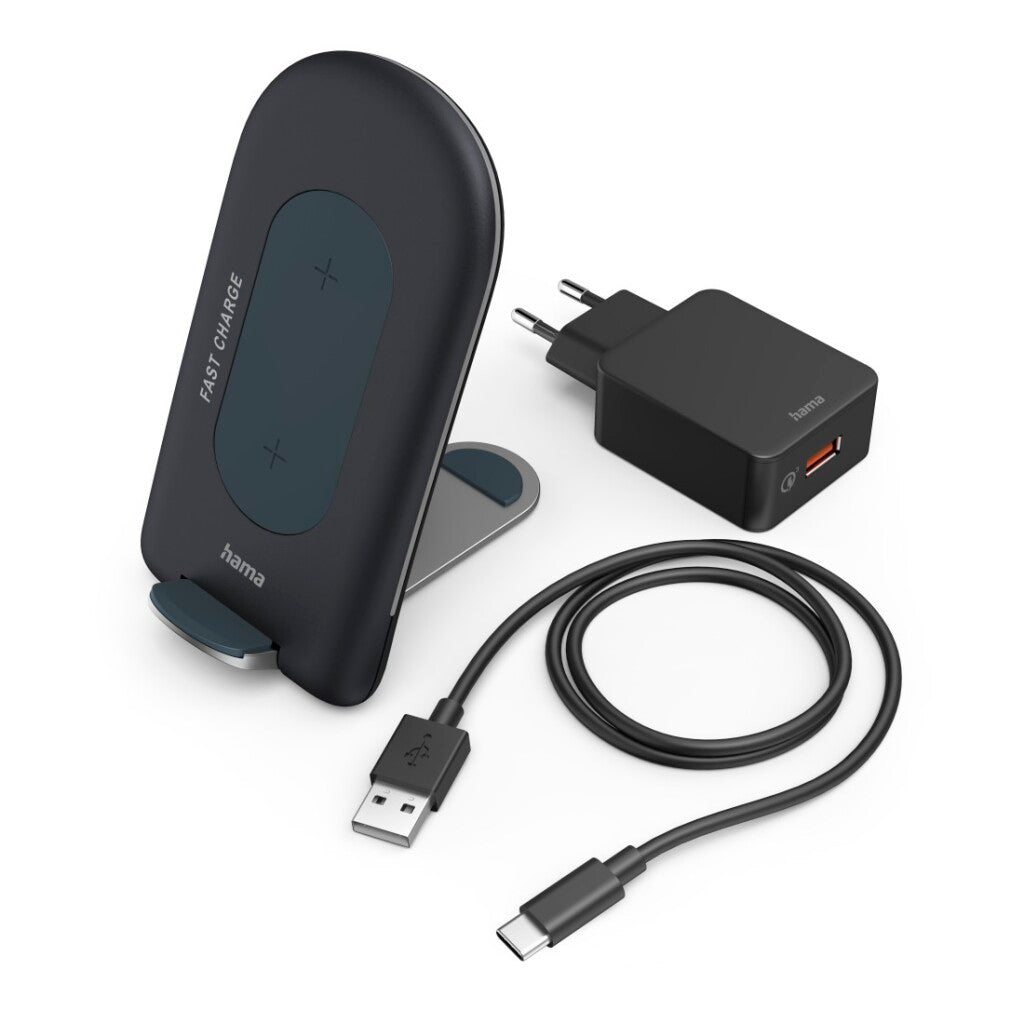 HAMA Wireless Charger Set Qi-FC15S 15W Wireless Smartphone Charging Station GR