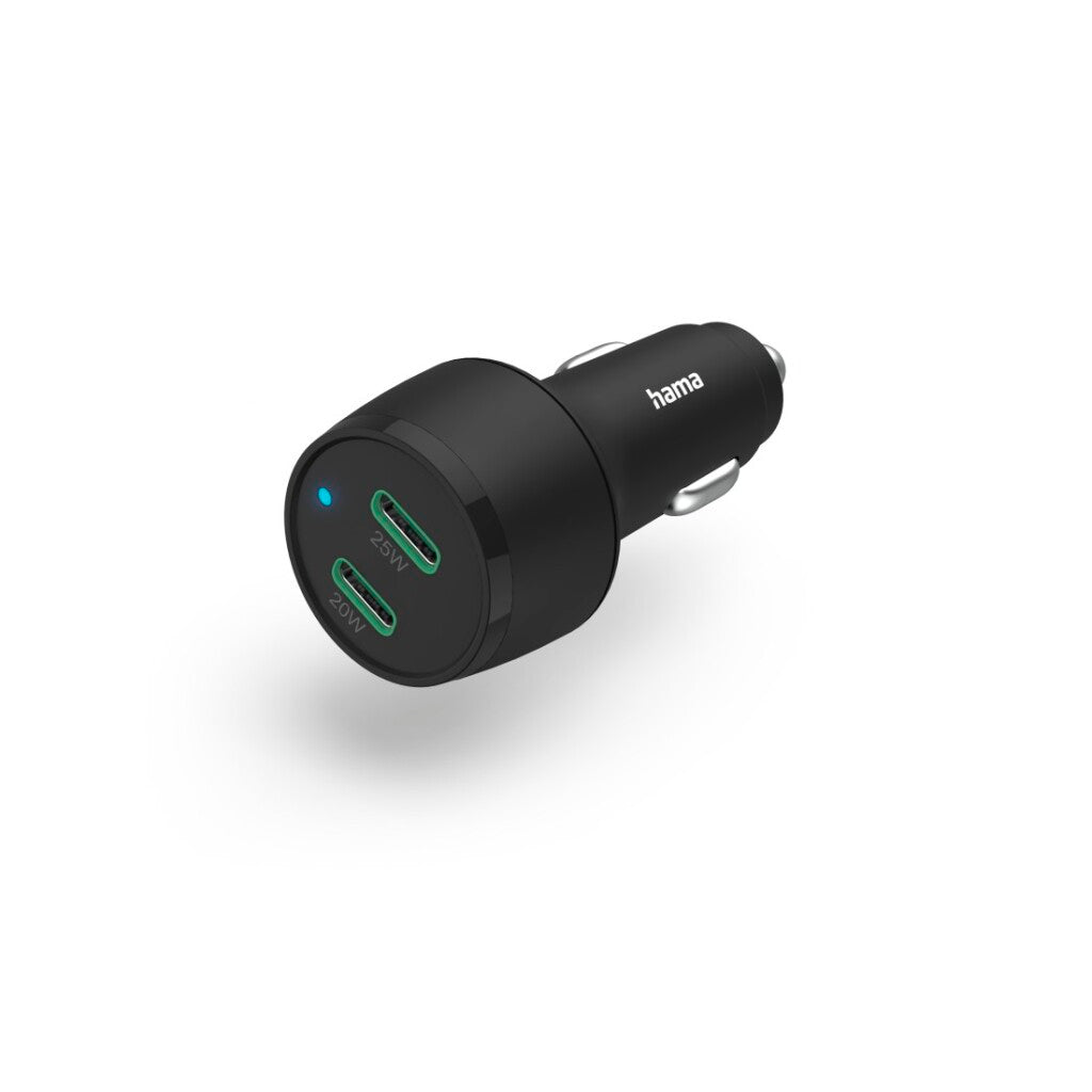 Hama Auto-Fast Charger 2x USB-C Dodávka napájení Qualcomm Reg; 45 W Black