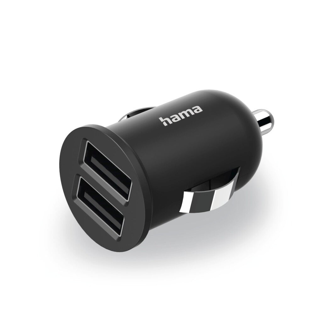 HAMA tvåfaldig USB-laddare cigaretter. Laddningsadapter för bil 2,4 till 12 W.