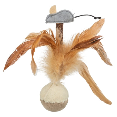 Trixie tumbling spring ball with mouse and microchip plush