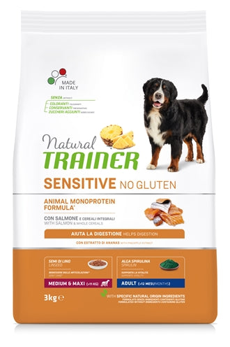 Natierlecht Trainerhäffer Erwuessene Medium Maxi sensibel Salmon Gluten -Free