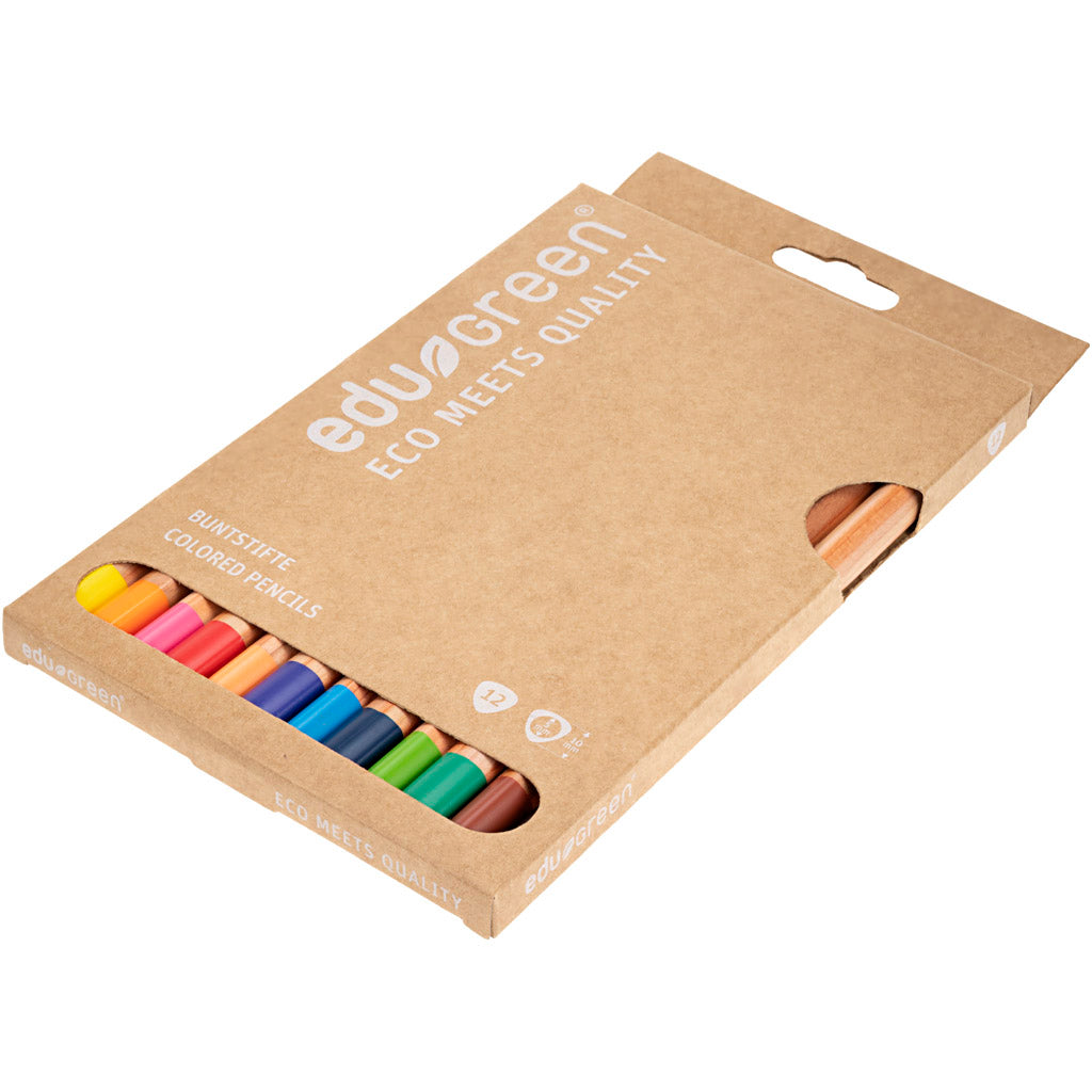 Edu3 edugreen jumbo kleurpotloden, dikte 10 mm, vulling 5 mm, diverse kleuren, 12 stuk 1 doos