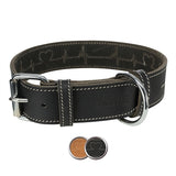 Trixie Dog Collar Rustic Greased Leather Heartbeat Black