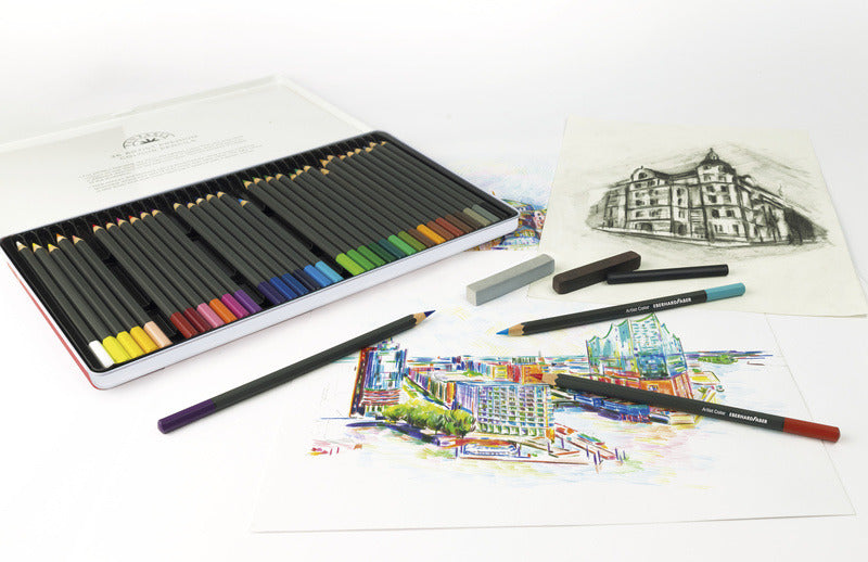 Eberhard Faber EF-516012 Boîte en carton au crayon Aquarel de 12 pièces avec pinceau