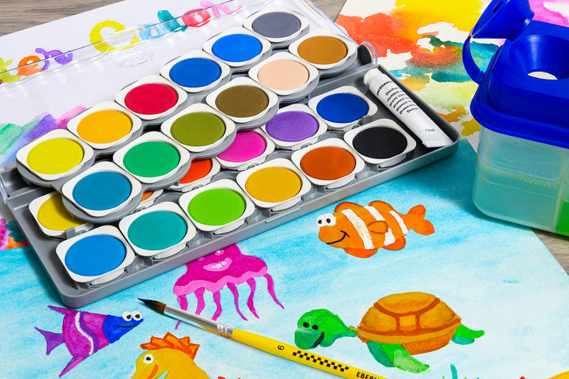 Eberhard Faber EF-578324 Paint Box Winner 24 Colors + Mixing Palette