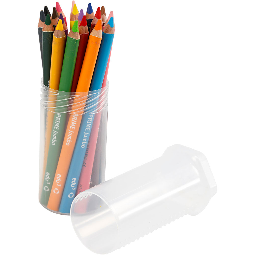 Edu3 edu jumbo kleurpotlood, dikte 10 mm, vulling 6,25 mm, diverse kleuren, 18 stuk 1 doos